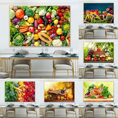 Fashion Fruits Vegetables Basket Wall Pictures Colorful Canvas Painting Posters for Kitchen Restaurant Wall Decor Unframed