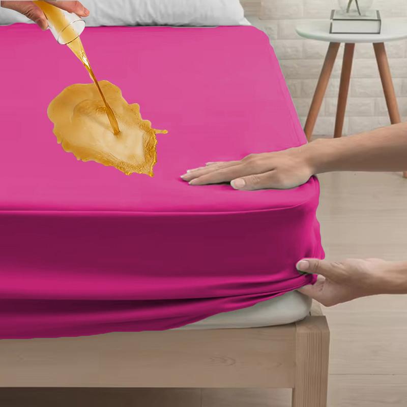 3pc Waterproof Bed Sheet and Pillowcase Set3Pieces(1Fitted Sheet+2Pillowcase),Non-Slip Deep Pocket Bed Sheet,Waterproof Mattress Cover