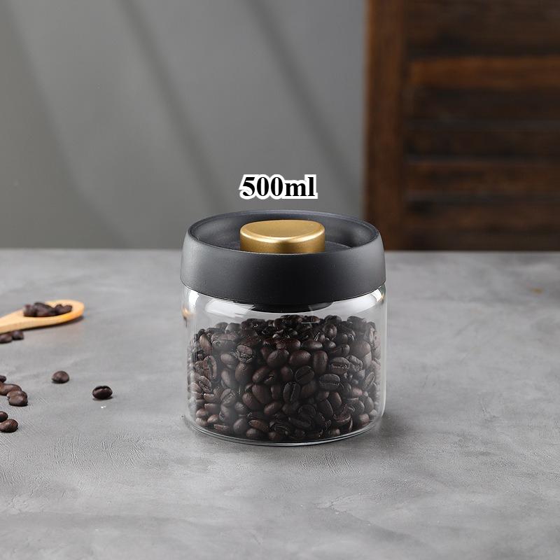 

500/900/1200ml Coffee Beans Kitchen Grains Cereal Vacuum Glass Sealed Tank Moisture-proof Transparent Vacuum Seal Container Jars
