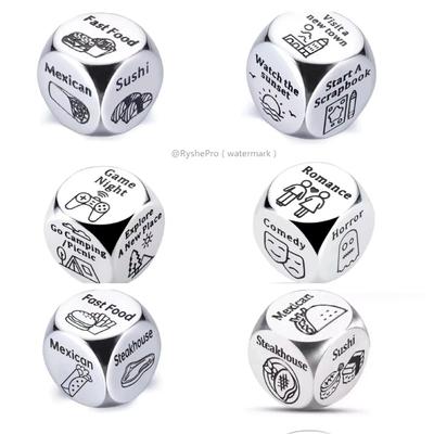 Food Decision Dice Anniversary Date Night for Couples Stainless Steel Food Determines Dice Set Men Women Birthday Wedding Gift