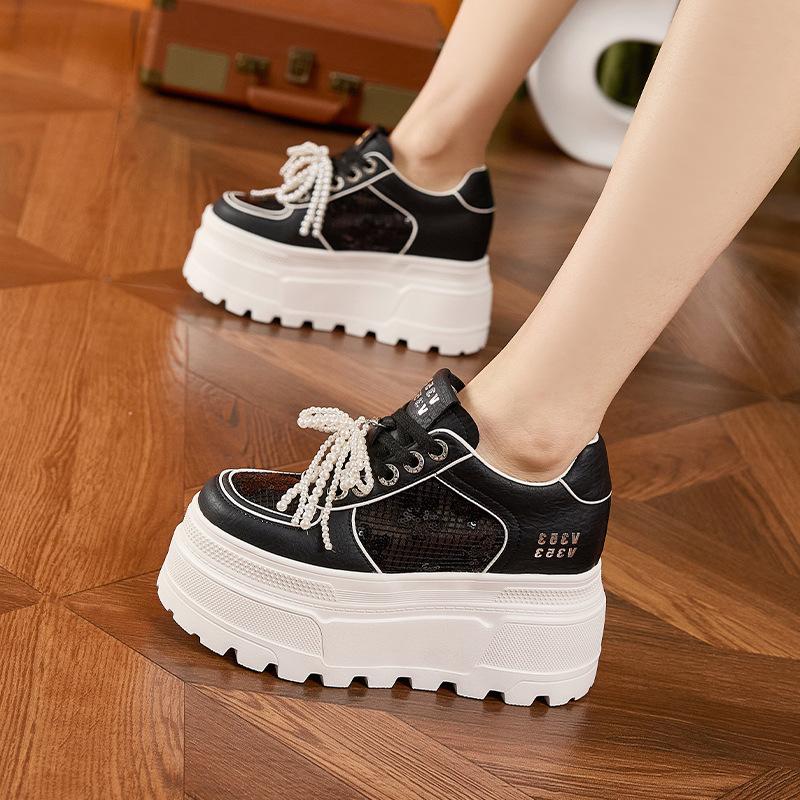Thick-soled Women's Autumn New Hollow Breathable Mesh Sandals Versatile Casual Shoes Inner Height-increasing Women's Shoes