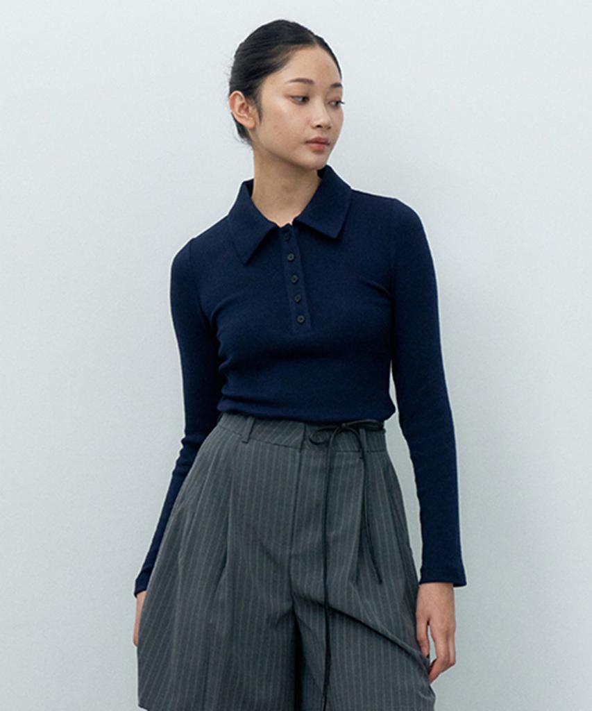 MAKE A TOAST Soft Mix Collared T-Shirt (Navy) Mbfsto025Nv