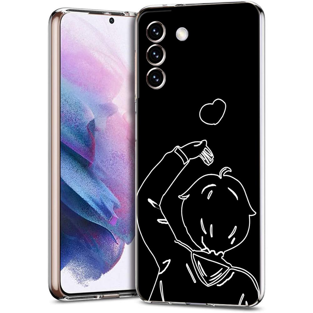 Couple Cartoon Aesth Sun Moon Phone Case For Samsung Galaxy S24 Ultra S23 FE S22 S20 S21 5G S10 S9 Plus S10E S8 Soft Clear Cover
