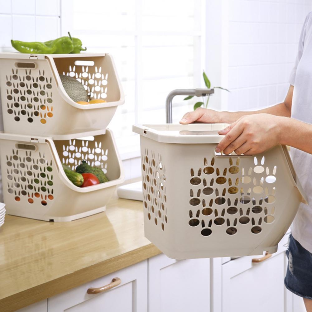1 Set Vegetable Basket Practical Wide Application Vegetable Fruit Organizer Basket High Capacity Storage Rack