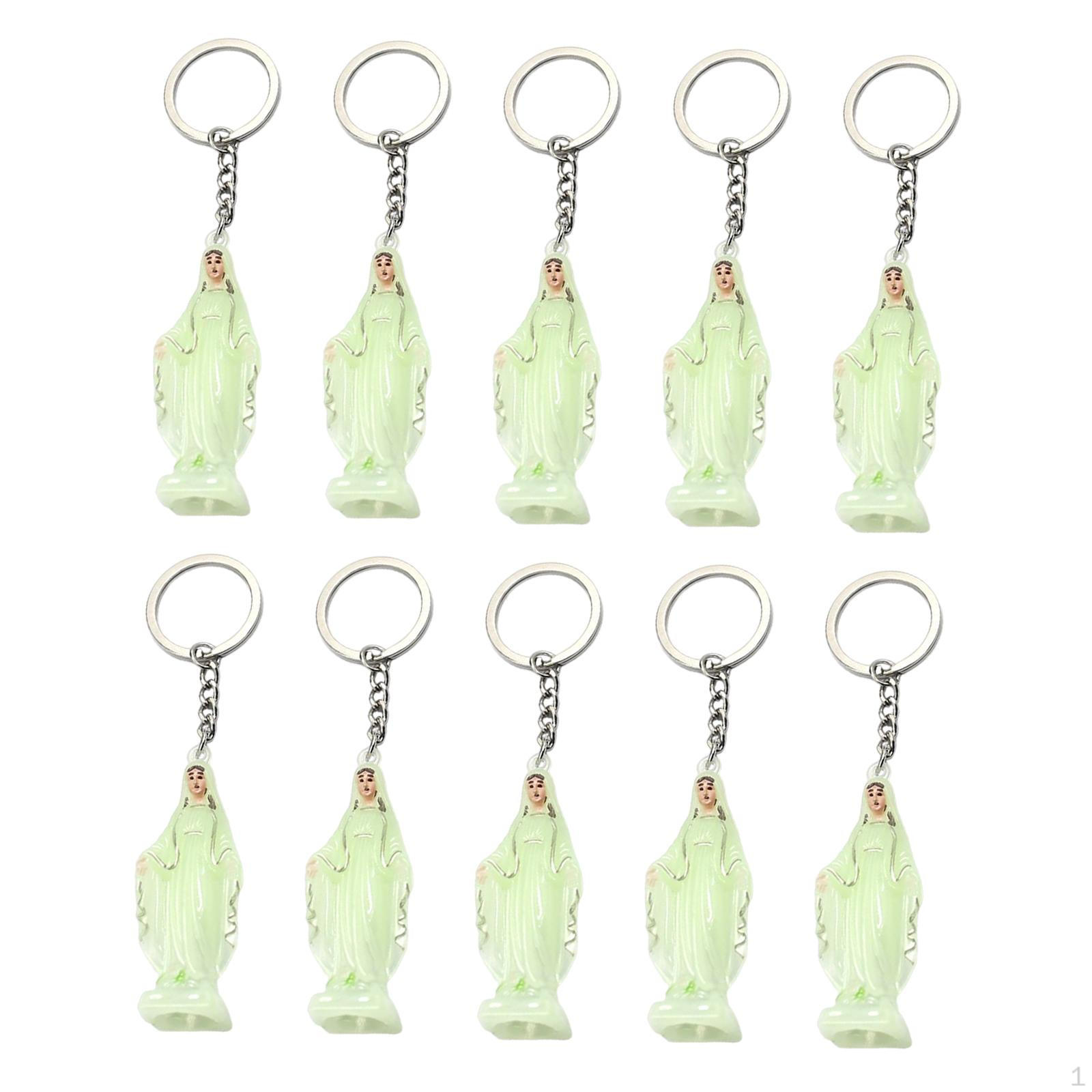 

10 Pieces Mary Keychain, Key Chain Pendant ,Bag Charm Keys Attachment for Religious зелений