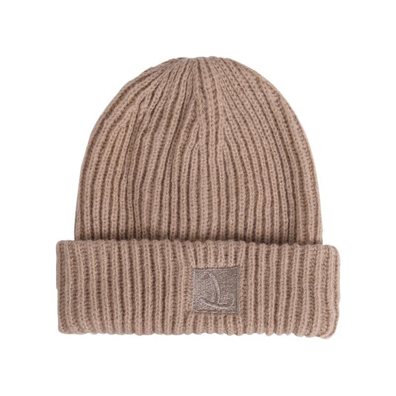 Big head circumference thick wool hat women's autumn and winter loose warm pile cold hat big face small knitted ear hat