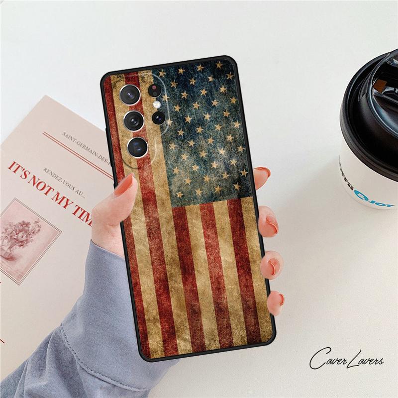 USA American Flag Phone Case For Samsung Galaxy S24 S25 S23 S22 Ultra Note 10 20 Plus S20 S21 FE Cover