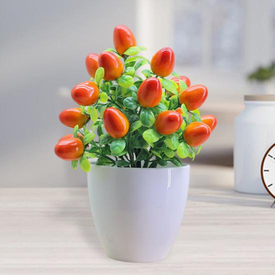 Künstliche Topfpflanzen, realistischer gefälschter Mini-Obstbaum, Tischdekoration für Zuhause und Büro, Grünpflanzen aus Kunststoff im Topf, Bonsai, Dekoration für drinnen und draußen