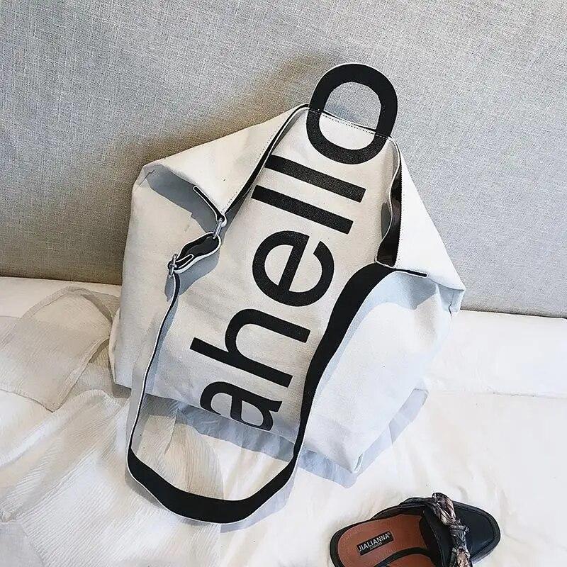 Big Bag Female 2018 New Canvas Women's Fashion Letters Portable Tote Bag Broadband Wild Large Capacity Handbag