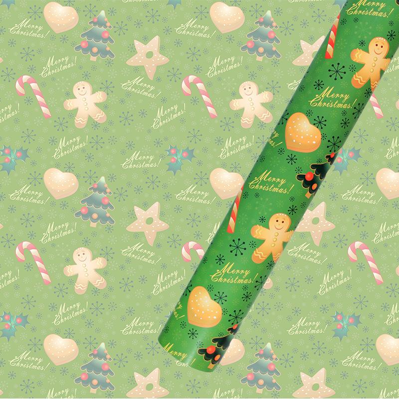 50*70cm Christmas Gift Wrapping Paper Gingerbread Merry Christmas Xmas Tree Pattern Flower Bouquet Packaging Decoration Paper