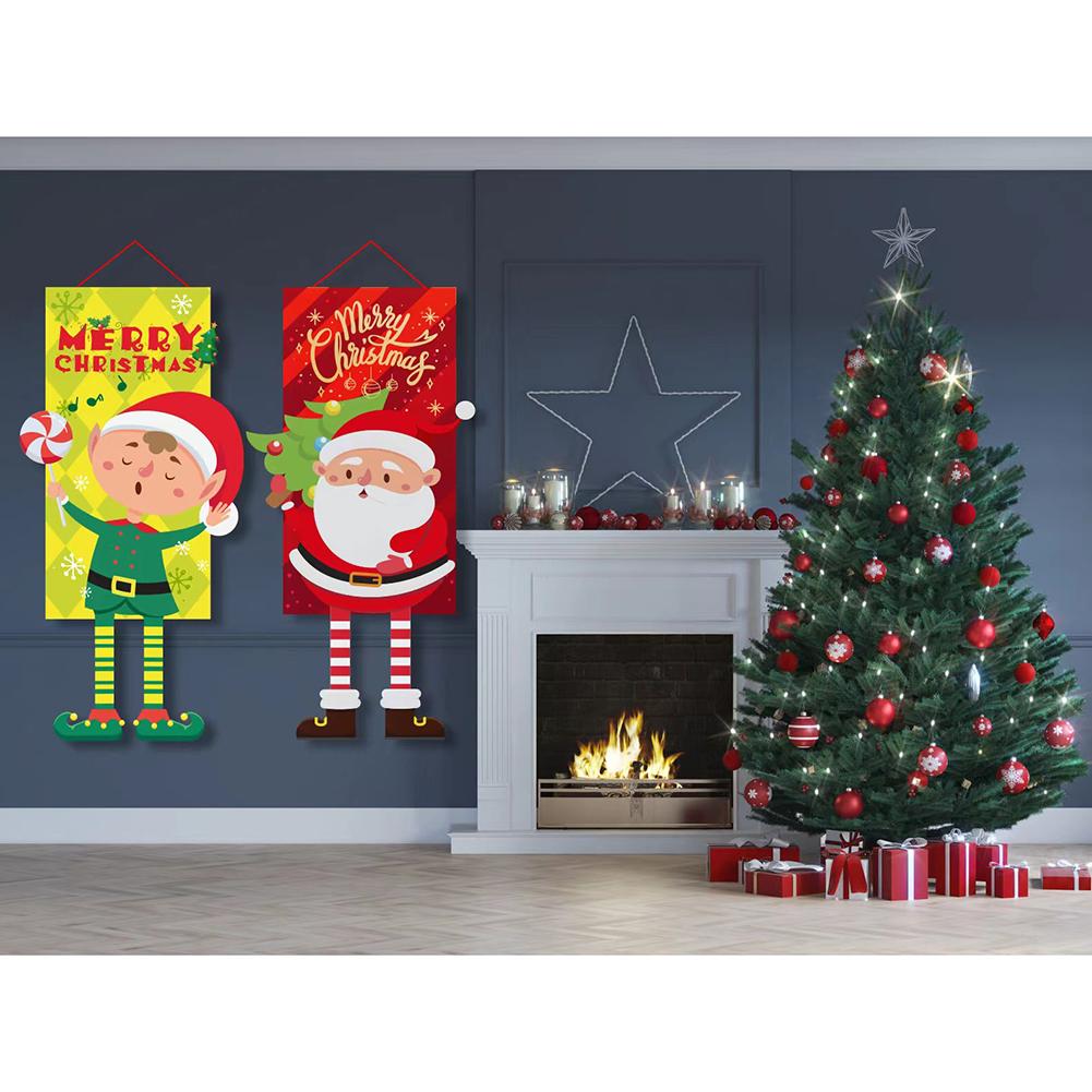 Merry Christmas Hanging Flag Ornaments Cute Shapes Xmas Gifts For Home Walls Windows Door Decoration