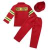 Kids Fireman Costume Set Girls Boys Firefighter Cosplay Fancy Dress Up Thick Jacket Coat With Pants Hat Set