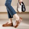 Genuine Leather Women's Shoes Retro Flats Versatile Round Toe Soft Soled Solid Color Loafers
