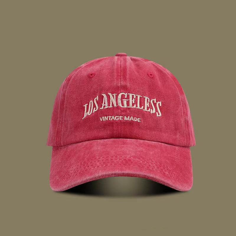 

Vintage Wash American Style Baseball Cap With Embroidered Letters For Casual Sun Protection RoseRed