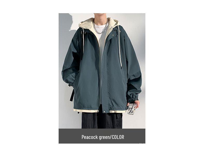 Men's Hooded Cotton Two-Piece Jacket for Spring/Autumn - Casual, Loose, Plus Size & Trendy