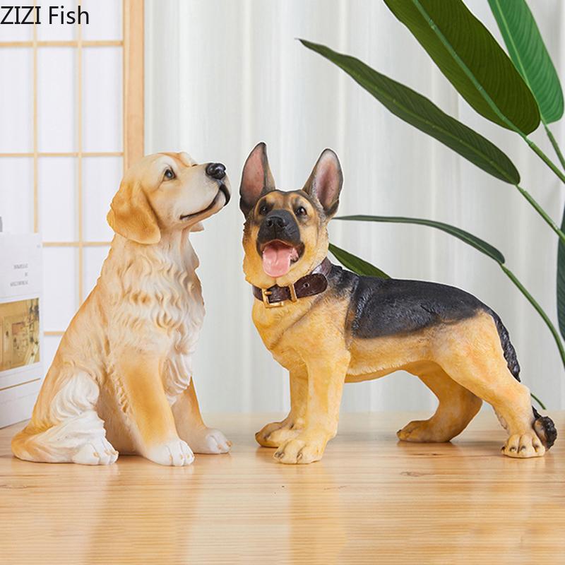 Golden Retriever French Bulldog Statue Simulated Animal Ornaments Desk Decoration Creative Puppy Sculpture Room Aesthetic Decor