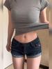 Women's Low-Waist Denim Hot Pants: Trendy 2025 Spring/Summer Slimming Rolled Hem Shorts for Nightclubs