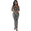 Women's Zebra Print Sleeveless Bodycon Maxi Dress