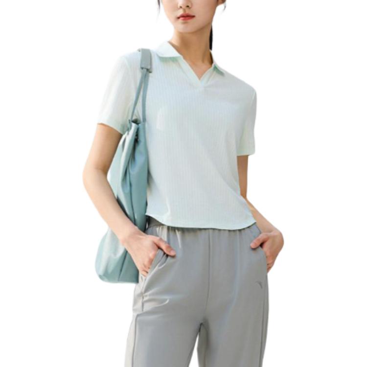 

Anta Comfortable Simple Solid Color Slim Fit Sports Polo Shirt Women tops Sunrise-Green 962527109-4 XL