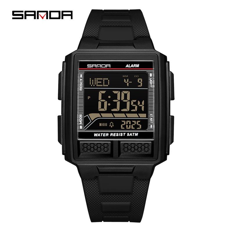 SANDA Youth Sports Luminous Waterproof Multifunction Watch with World Time & Alarm