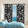 Versatile Polyester Transparent Curtains Home Decoration Black White Leaf Use Bedrooms Living Rooms Set Of 2 Made Area Decor