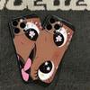 Fashion Stripe Anime Big-Eyed Girl Silicone Case For Iphone 13 16 Plus 12 15 11 17 14 Pro Max Trendy Striped Cover