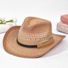 Western cowboy straw hat showing face small ethnic style hat men's and women's outdoor shading breathable straw sun hat tide