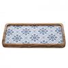 Country Living Tavă de Servire din Lemn de Mango 30cm - Flori Albastre