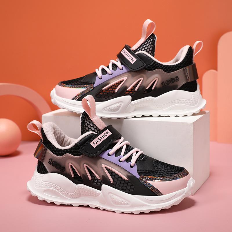 Running shoes new non-slip 2025 fashion single net male and female students girls sports shoes breathable primary school students summer