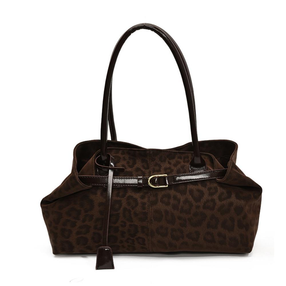 Stylish PU Leopard Print Tote Bag Versatile Large Capacity Women s Shoulder Bag Casual Underarm Bag Commute