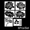 6Pcs/Set Garden Fence Crafts Plastic Wall Canvas Painting on Wood DIY Drawing Templates Large Flower Stencils