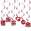 Creative Red Heart Valentine's Day Ornaments DIY Love Letter Hanging Decorations PVC Hanging Swirls Wedding