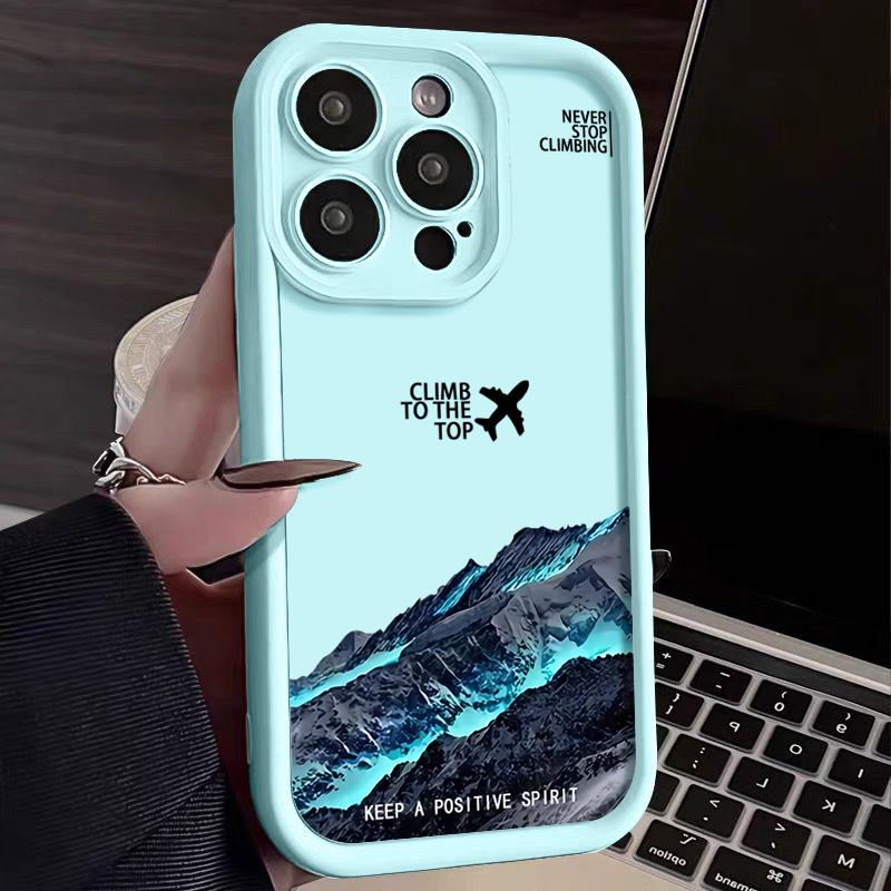 Mountain Peak Aircraft Patterned Case For iPhone 15 16 14 Pro Max 15 16 Plus 11 12 13 Pro 16E XR Shockproof Soft TPU Phone Cover