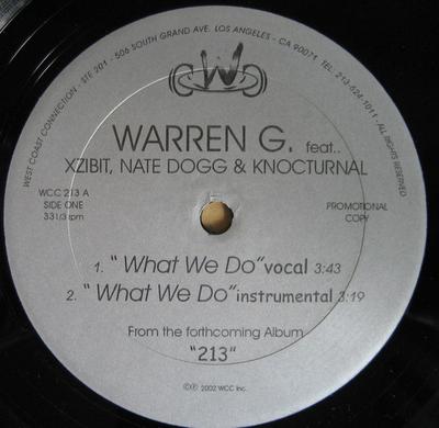 12inch Record WARREN G - What We Do / After Dark WCC213 West Coast Conn 2002 US Rap & Hip-Hop/R&B Used