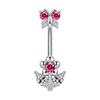 1Pcs  Stainless Steel Zircon Belly Button Ring Butterfly Flower Belly Button Stud Micro-Set Round Belly Button Piercing
