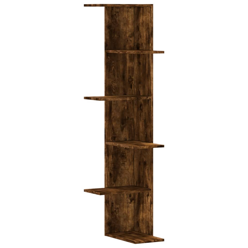Wandmontiertes Eckregal Geräucherte Eiche 36,5 x 36,5 x 140 cm Spanplatte