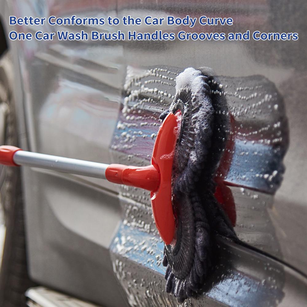 Long Chenille Microfiber Wash Mop with Extension Pole Rotatable Dual Head Car Wash Brush