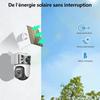 Caméra de Surveillance Extérieure 2K 2K WiFi sans Fil 2K - Solaire avec PTZ, Audio Bidirectionnel, Vision Nocturne Couleur, Cloud