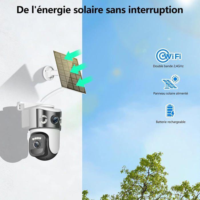 Caméra de Surveillance Extérieure 2K 2K WiFi sans Fil 2K - Solaire avec PTZ, Audio Bidirectionnel, Vision Nocturne Couleur, Cloud