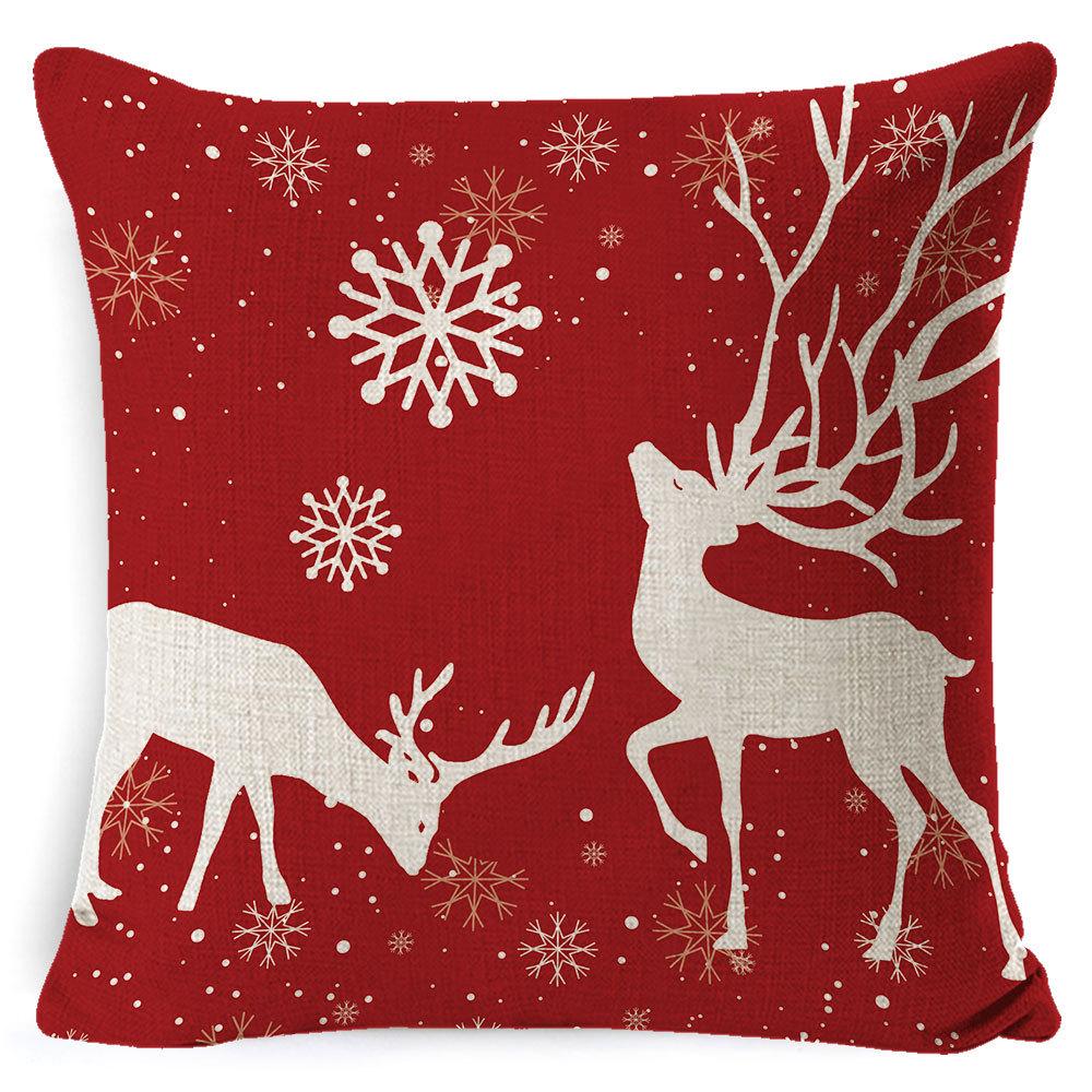 Furniture New Linen Pillow Christmas Pillowcase Sofa Cushion Home Lumbar Pillow