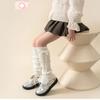Lovely Bell Decorated Socks Stackable Long Ribbon Girls Pile Up Socks Classic Solid Color Sock Sleeves Knitted Leg Cover