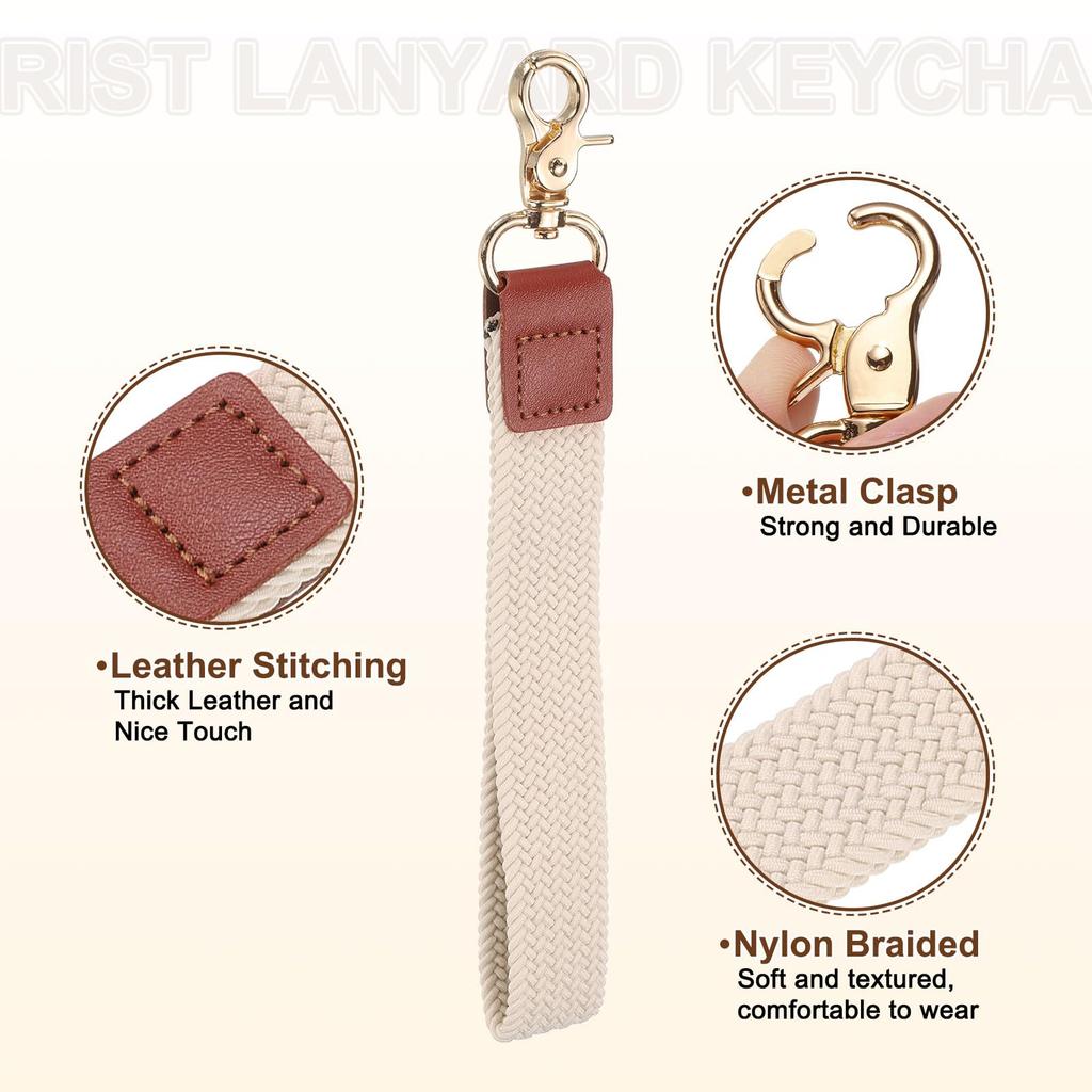 Wrist Lane Yard Keychain 200mm Blade Strap Gold Buckle Keychain Unisex for Car ID Beige [uxcell] Keys, Cards, Wallets,