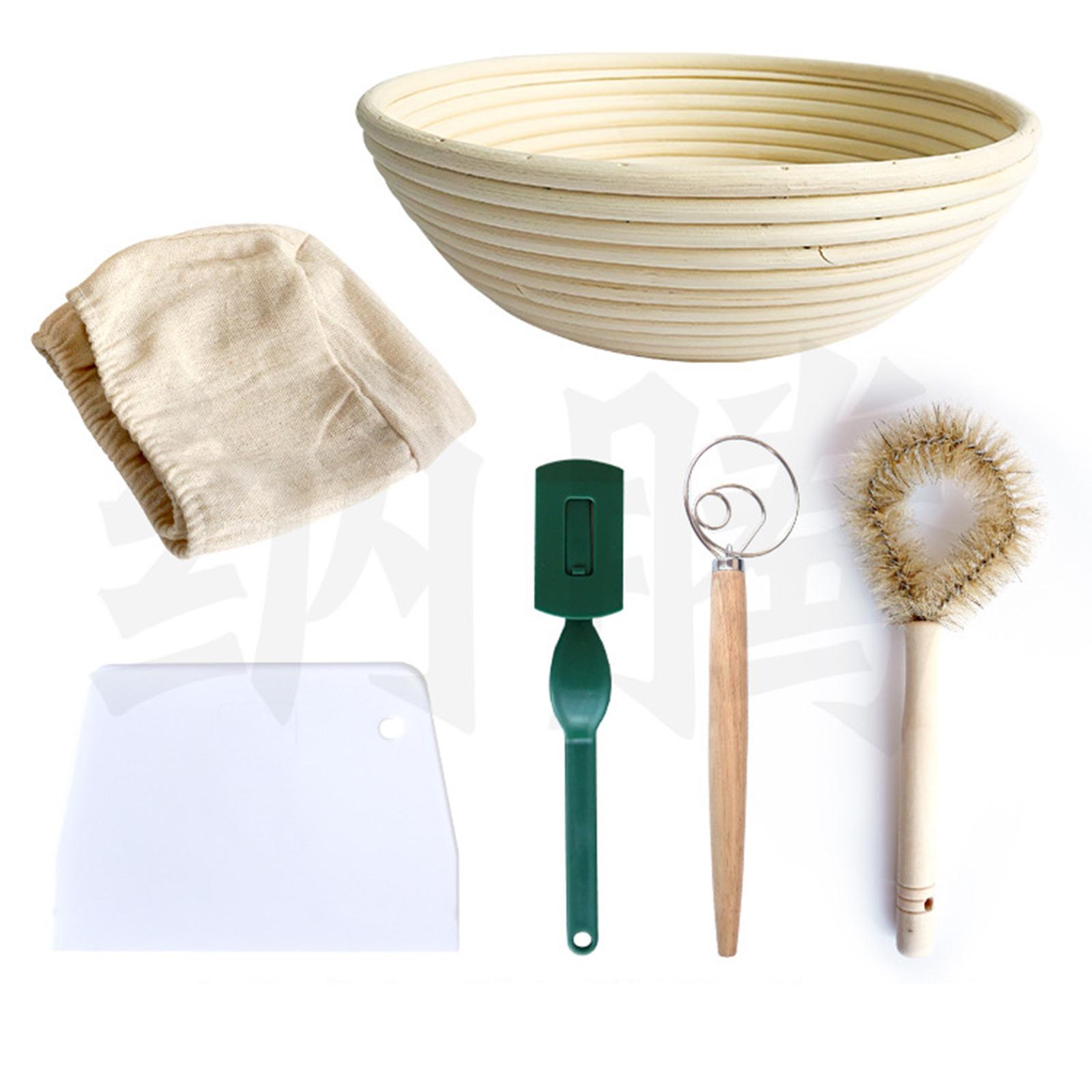 Kolip Bread Proofing Basket Set Of 6 With Cutting Tool, Stirring Stick, Brush, Scraper, Bread Baking Supplies 7.8in/10in/11.8in Round 20×8cm