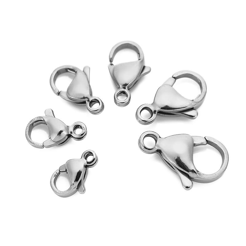 50pcs Stainless Steel Lobster Clasps Hooks for Necklace Bracelet Chains DIY Fashion Jewelry Making Findings Supplies 10mm/12mm