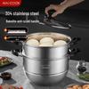 MAXCOOK 304 Stainless Steel Composite Bottom Double Layer Steamer
