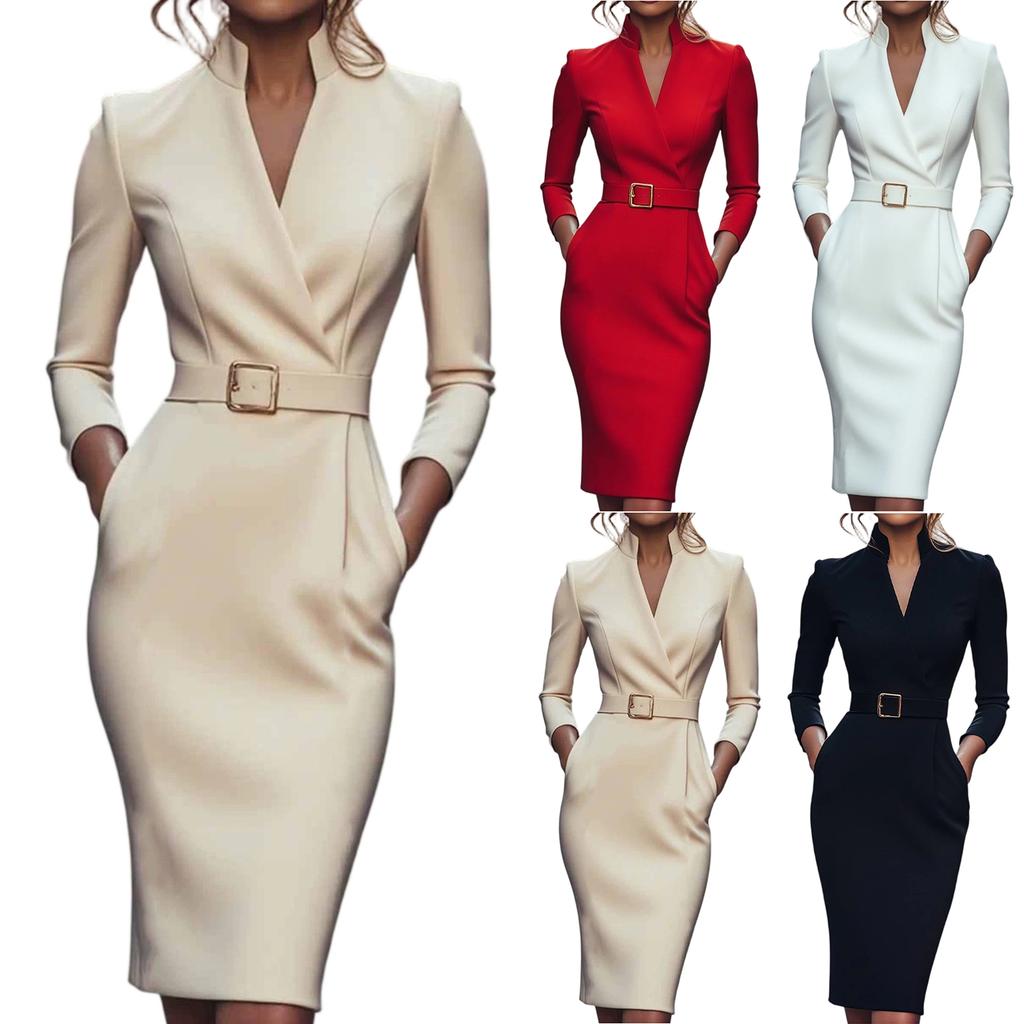 Women's Fashionable French-inspired Sophisticated Elegance Socialite - Waist-cinched Dress