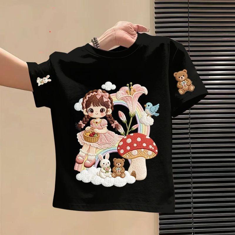 4-11T Summer Child Kids Girls Fashion Cute Cartoon Short Sleeve T Shirt