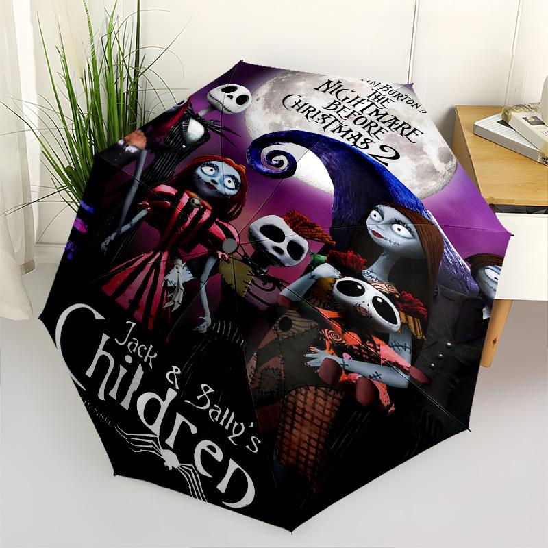 

Nightmare Before Christmas Themed Automatic Opening and Closing Umbrella, Brightly Colored 8-rib Portable Umbrella, Suitable for Men and Women