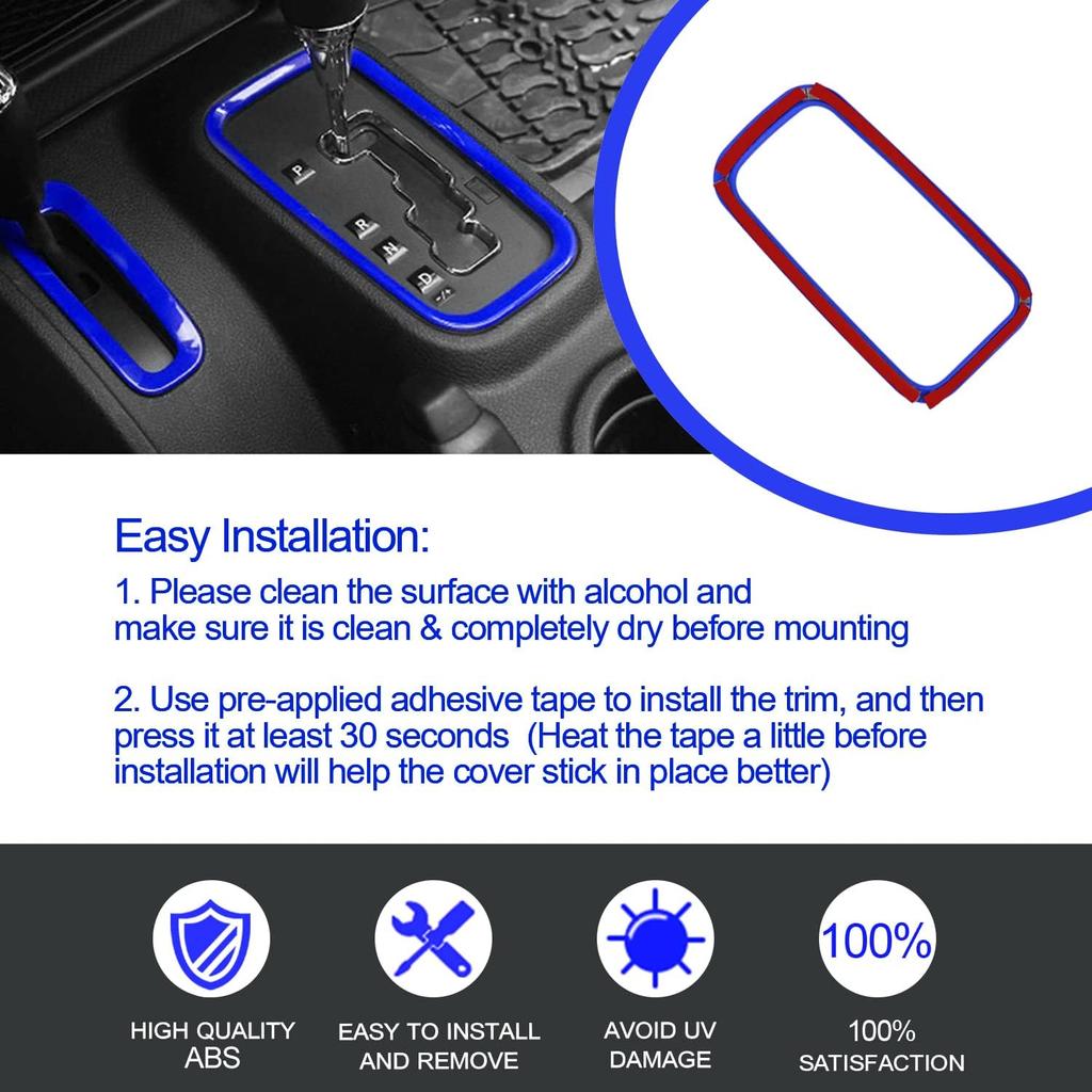 Red/Blue/Black Car Interior Decor Trim Kits For Jeep For Wrangler JK JKU 4 Door 11 17 Enhance Aesthetics And Easy Installation