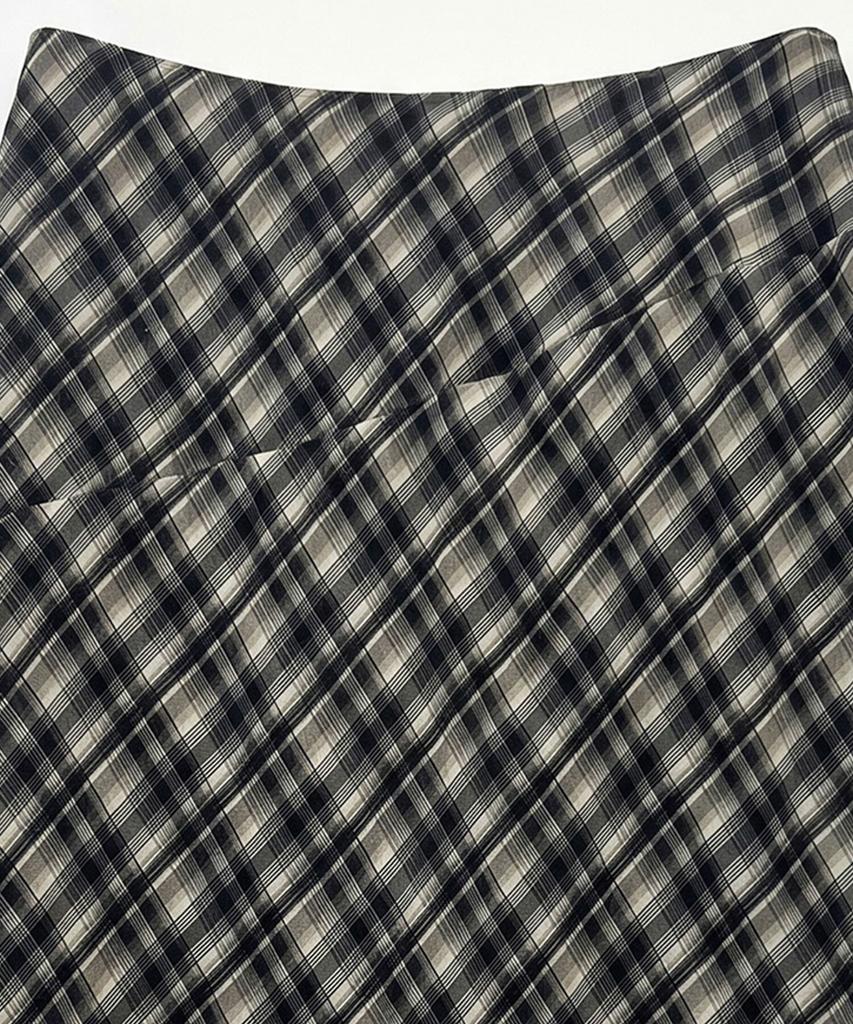 Eilubeu Check Midi Skirt Aasfsk104B